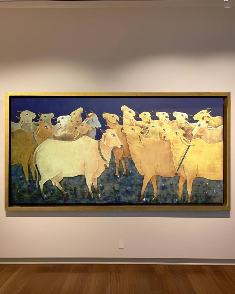 Cow painting by Harish Kumar titled Divine Glory